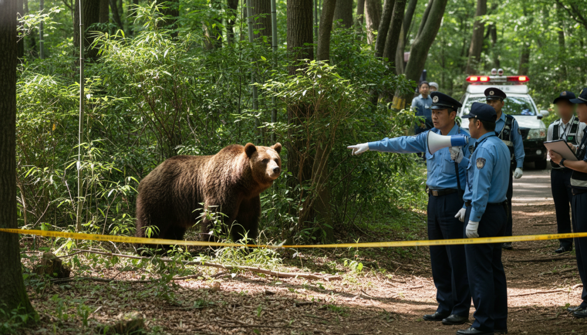 Akita bear sighting in central Senshu Park prompts police warning to residents