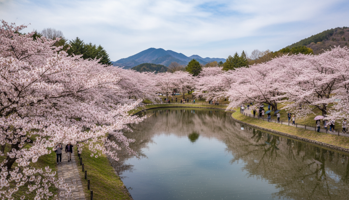 Aomori cherry blossoms reach full bloom at Suigenchi Park in Mutsu