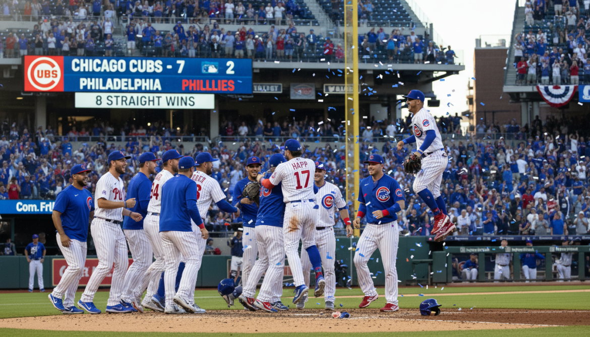 Chicago Cubs Beat Phillies 7-2, Extend Winning Streak to Eight