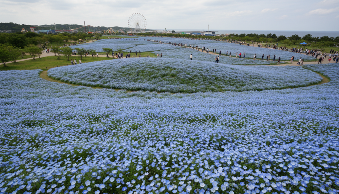 Hitachi Seaside Park Nemophila Reach Peak Bloom with 5.3 Million Plants