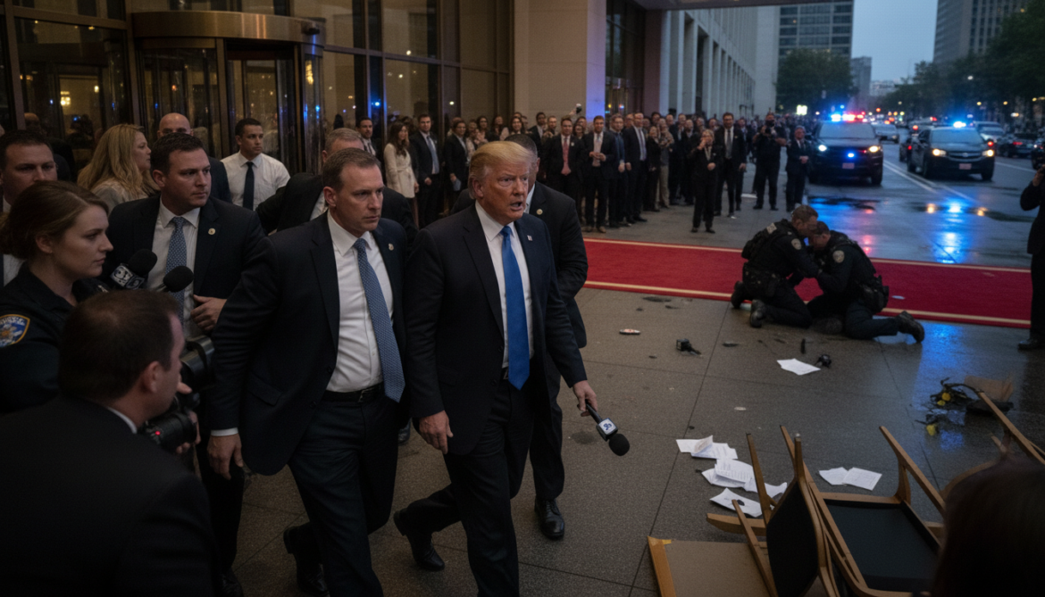 Trump evacuated from White House Correspondents' dinner after shots fired; suspect detained