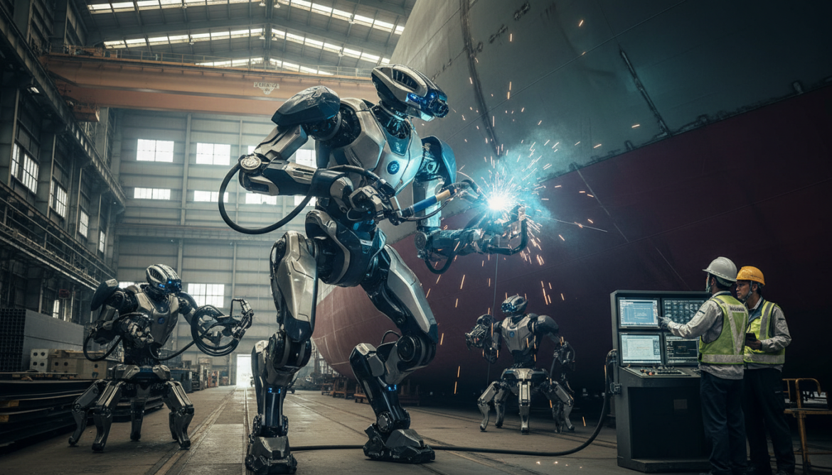 Kawasaki Heavy Industries develops AI shipbuilding robot to double welding productivity