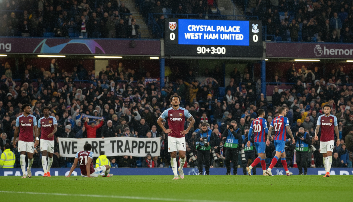 West Ham held to goalless draw at Crystal Palace, hovers above relegation