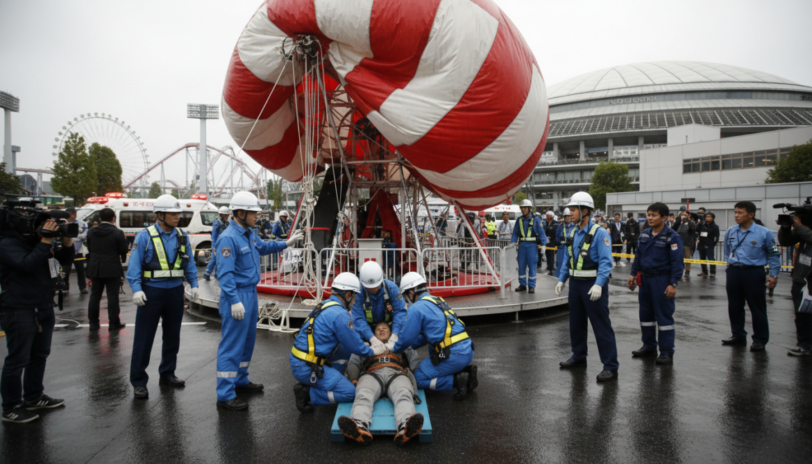 Tokyo Dome City worker trapped during Flying Balloon inspection enters cardiopulmonary arrest