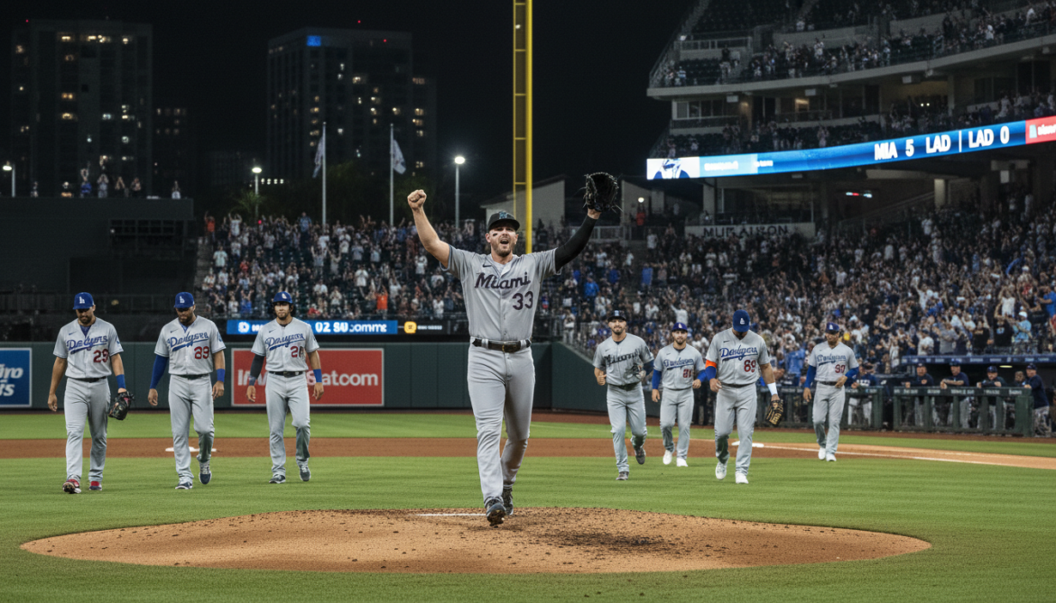 Janson Junk's six scoreless innings evens series as Marlins beat Dodgers