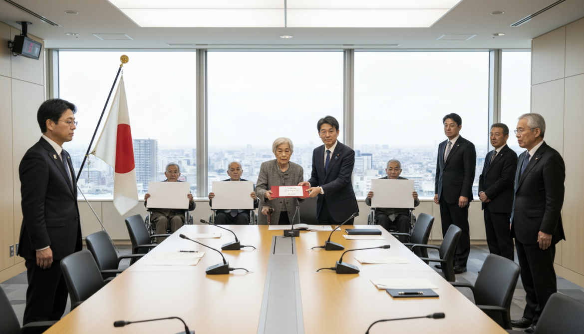 Environment Minister Ishihara Receives Protest Letter as Minamata Patients Demand Apology