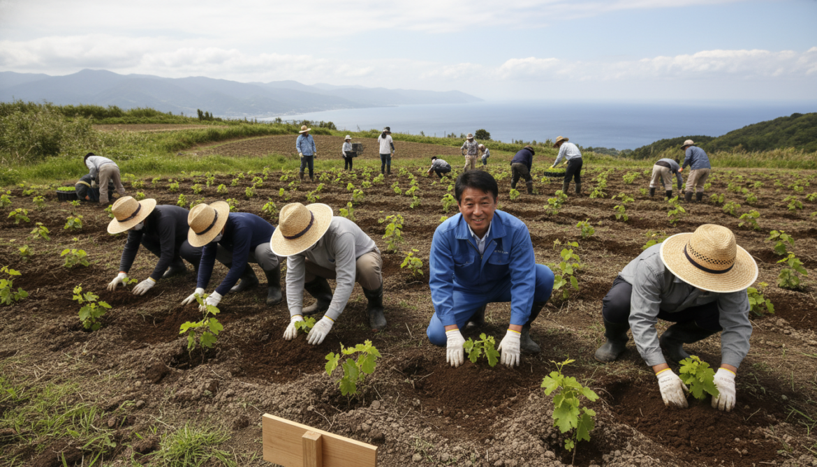 Hirosaki plants 140 Sauvignon Blanc seedlings to launch Tsugaru wine region