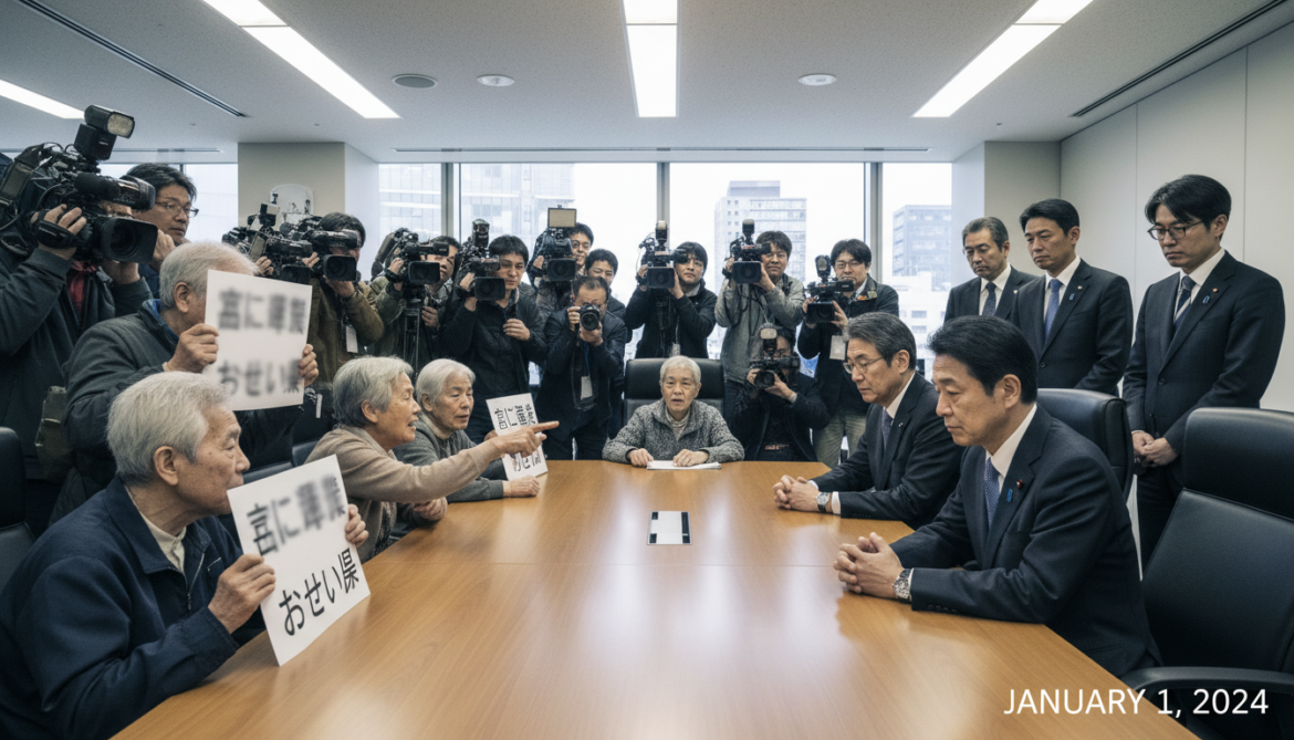 Minamata patients confront Environment Minister Ishihara over staff remark calling them fortunate