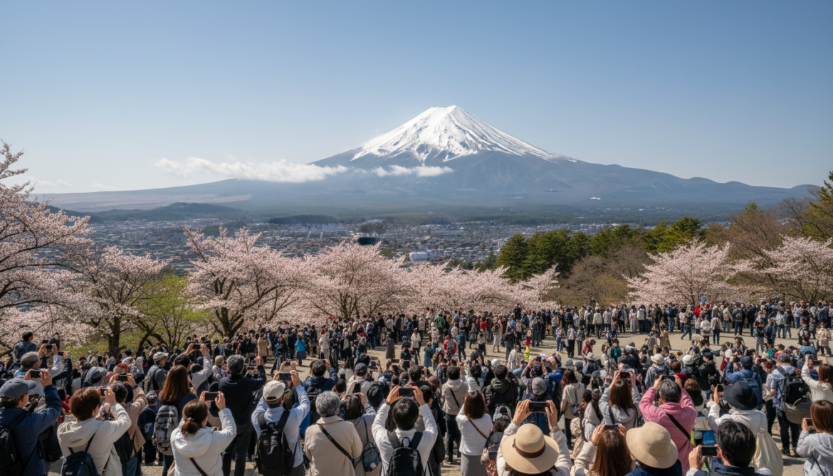 Mt Fuji phantom waterfalls make early seasonal appearance drawing Golden Week crowds