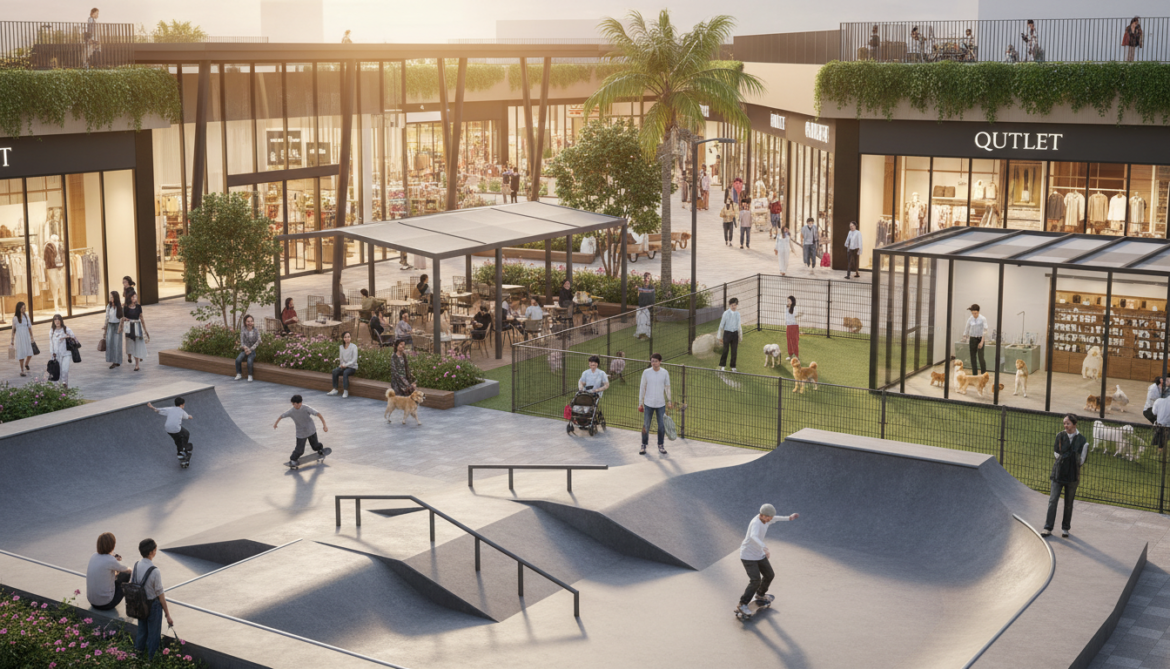 Japanese outlet malls introduce skate parks and pet services to attract shoppers