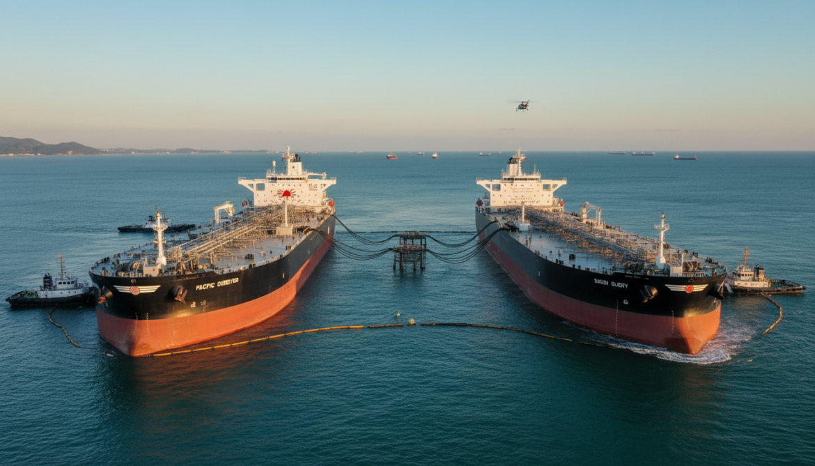 Japanese tankers transporting Middle Eastern crude rely on ship-to-ship transfers