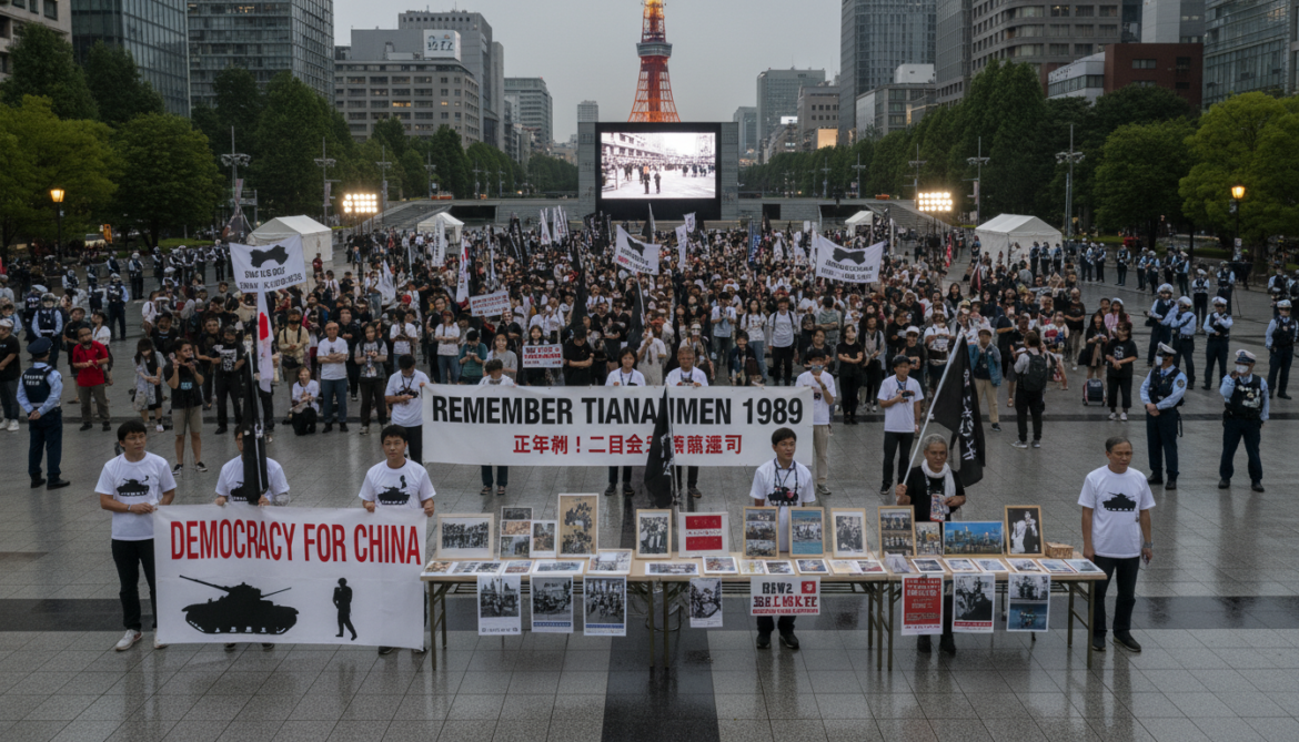 Tiananmen remembrance marked in Tokyo as activists stage democracy exhibit
