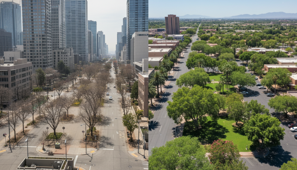 Tokyo canopy cover falls behind Phoenix as green shade vanishes