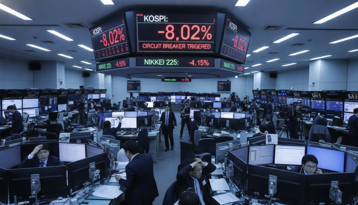 KOSPI plunges 8% and triggers circuit breakers as Nikkei drops four percent