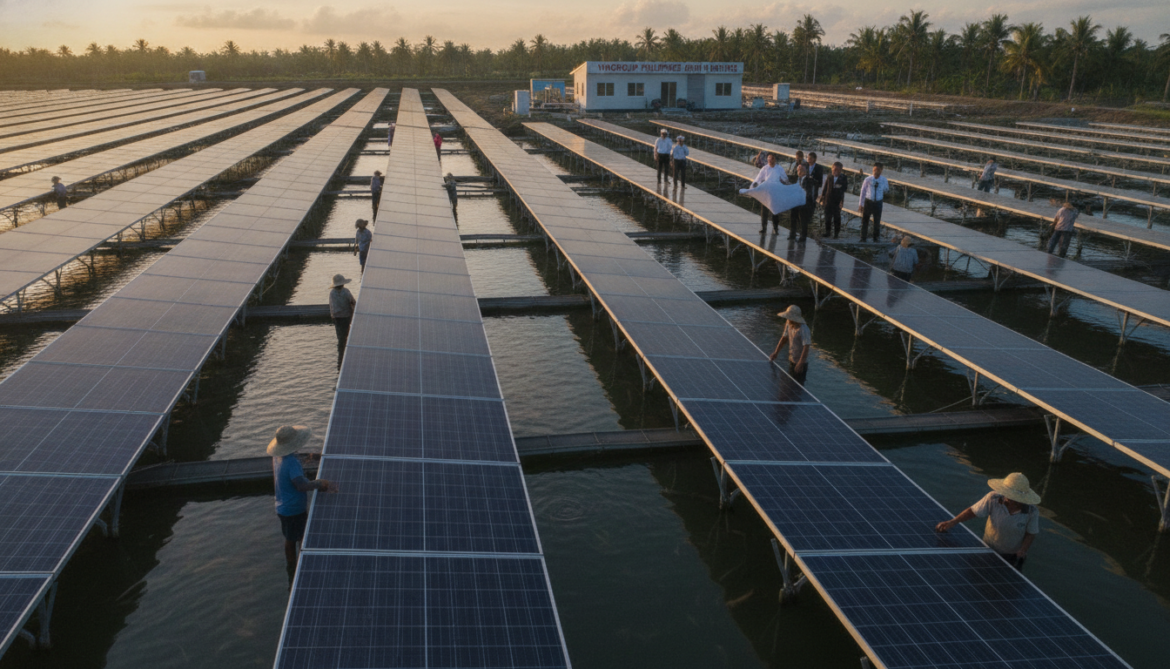Vingroup invests in Philippine solar-aquaculture projects with panels over fish farms