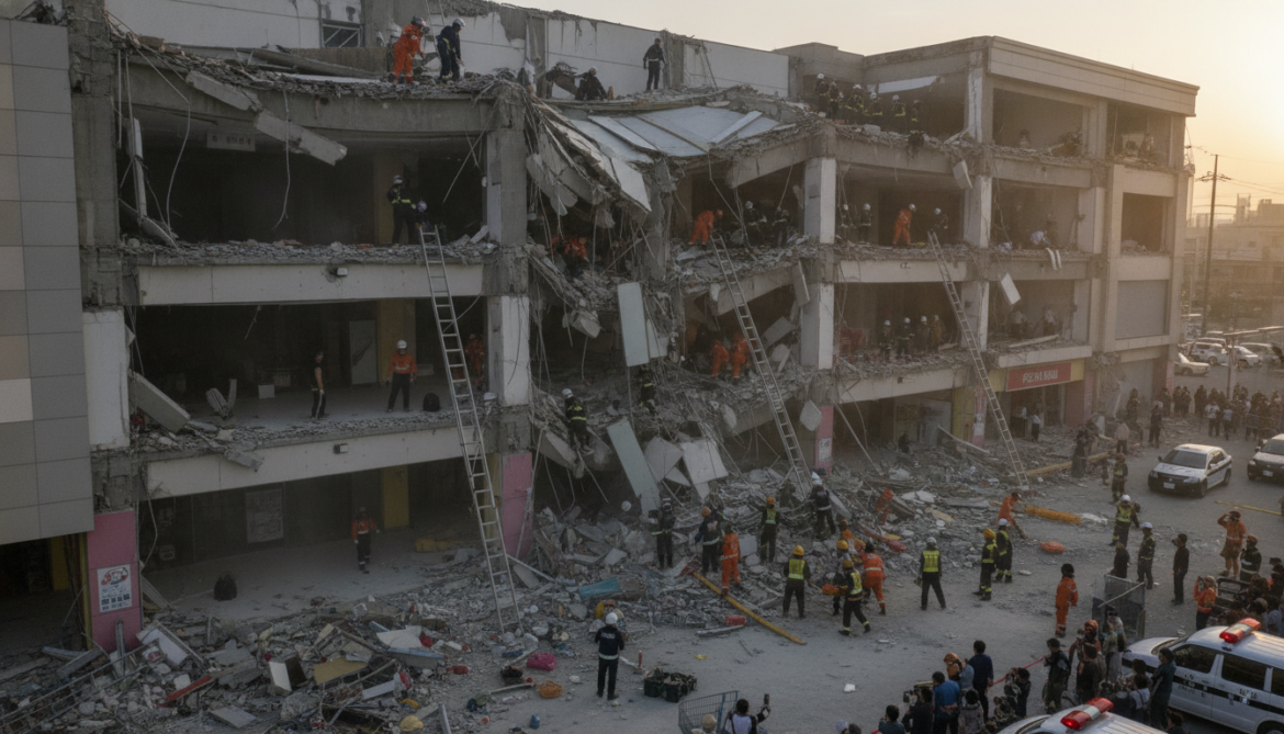 Kumamoto Earthquake Topples Aeon Mall Second Floor and Traps Dozens