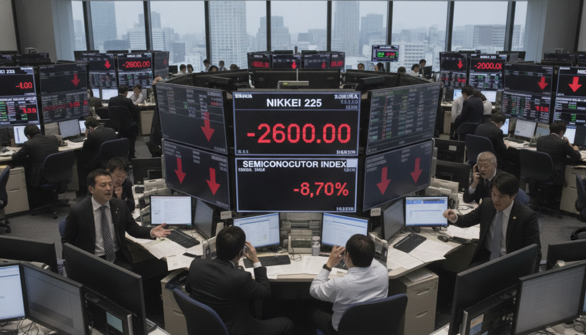 Nikkei plunges over ¥2,600 as semiconductor selloff spreads to Asia