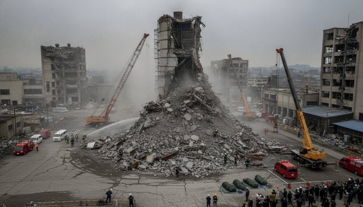 Nippon Paper Yatsushiro chimney collapse kills five after Kumamoto earthquake