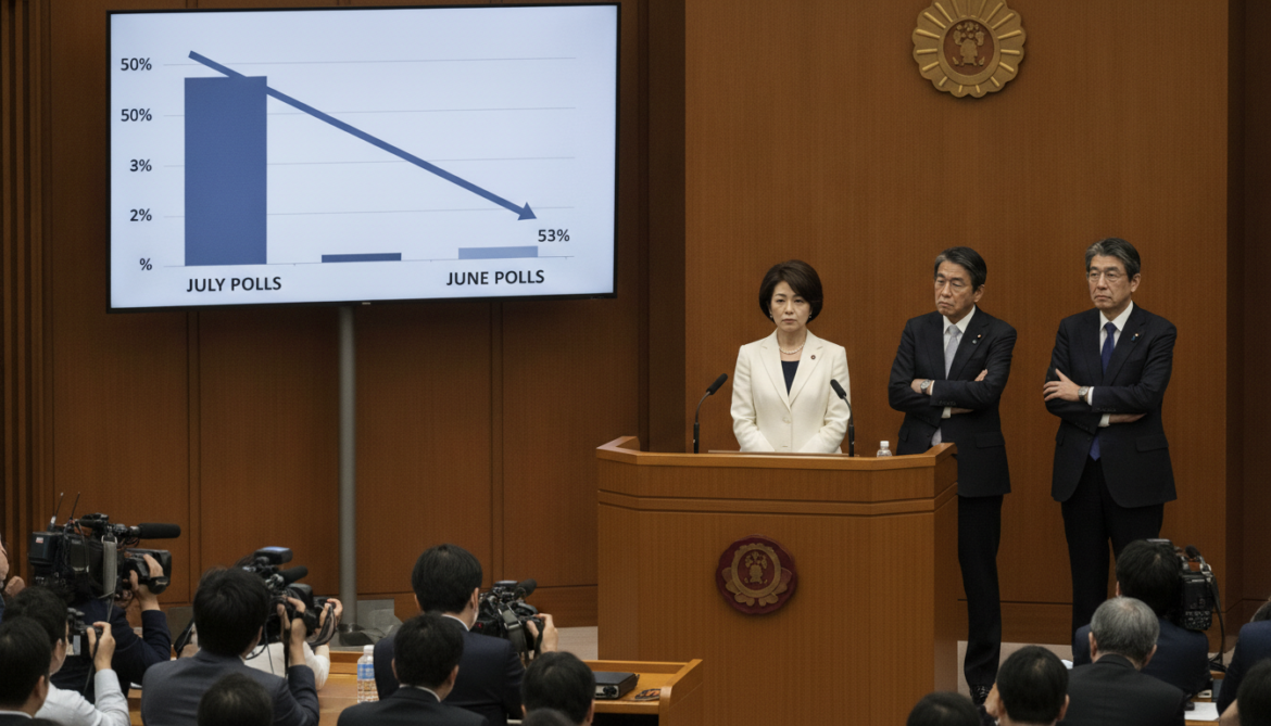 Takaichi cabinet support falls to 53% in July polls