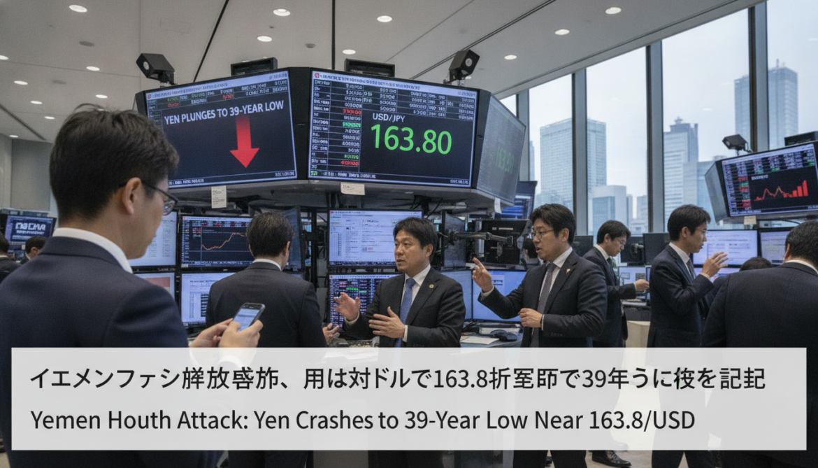 Yen plunges to 39-year low near 163.8 per dollar after Houthi attack