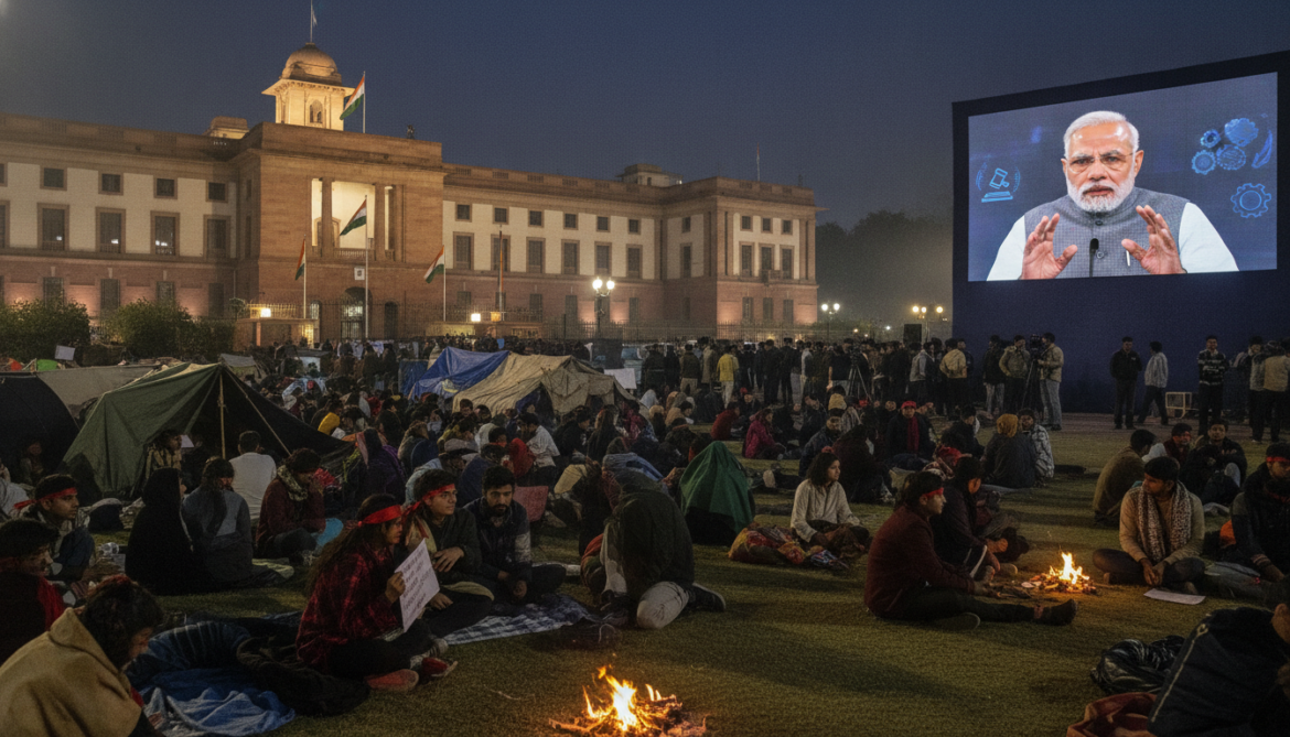 Students camp in New Delhi demanding minister resignation as Modi pledges action