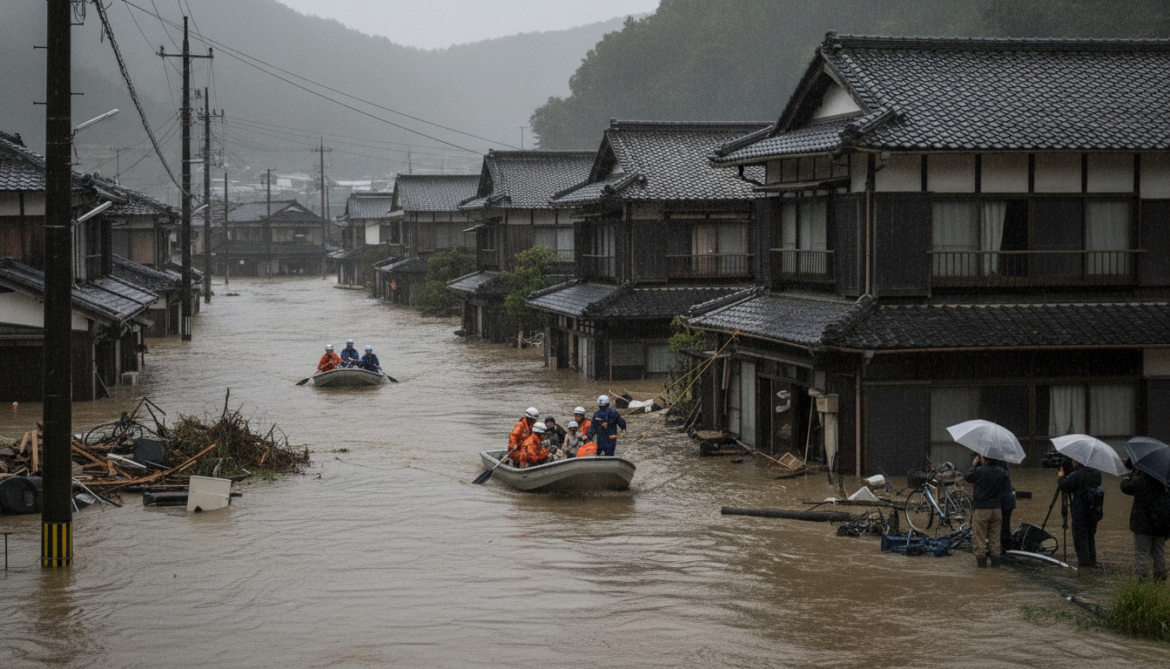 Fukui hit by record Level 5 rains as floods inundate 117 homes