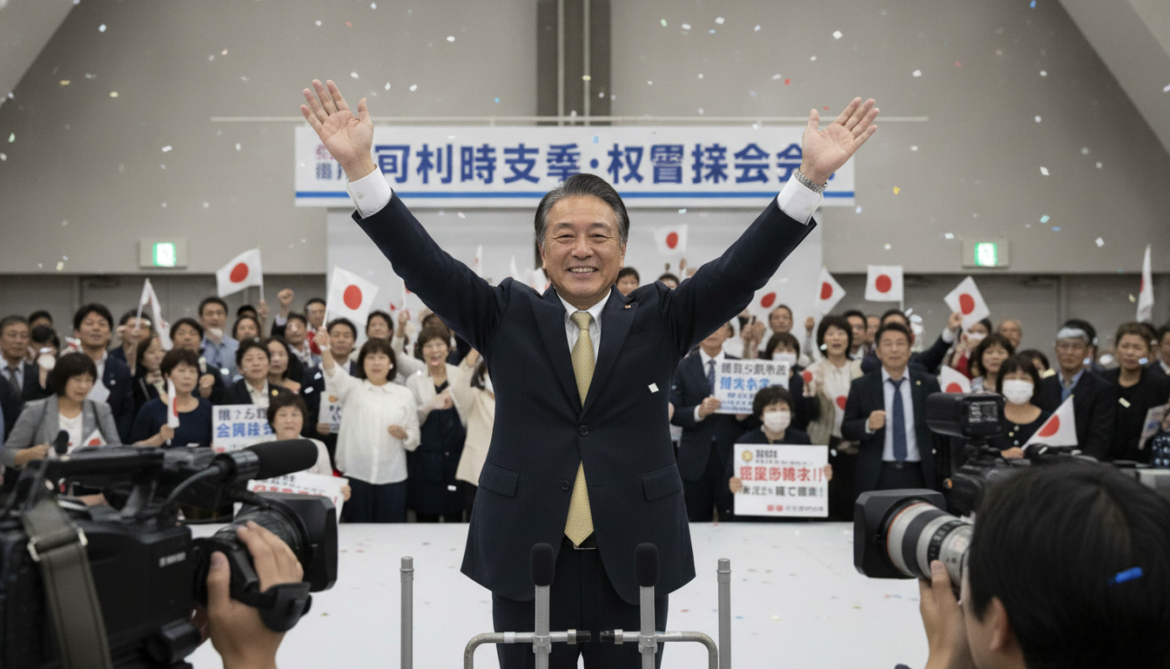 Shimotsuma Mayor Kikuchi wins third term after predecessor's death