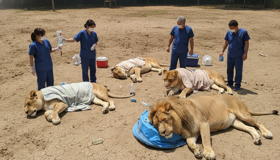 Tama Zoological Park lions succumb to extreme heat as vets confirm dehydration