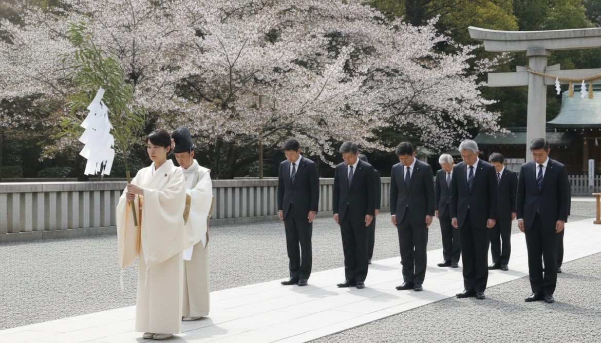 Yasukuni Shrine: Takaichi sends ritual offering while cabinet members pay tribute